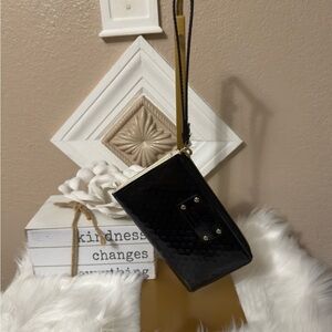Kate Spade Black and Gold Wristlet Clutch
